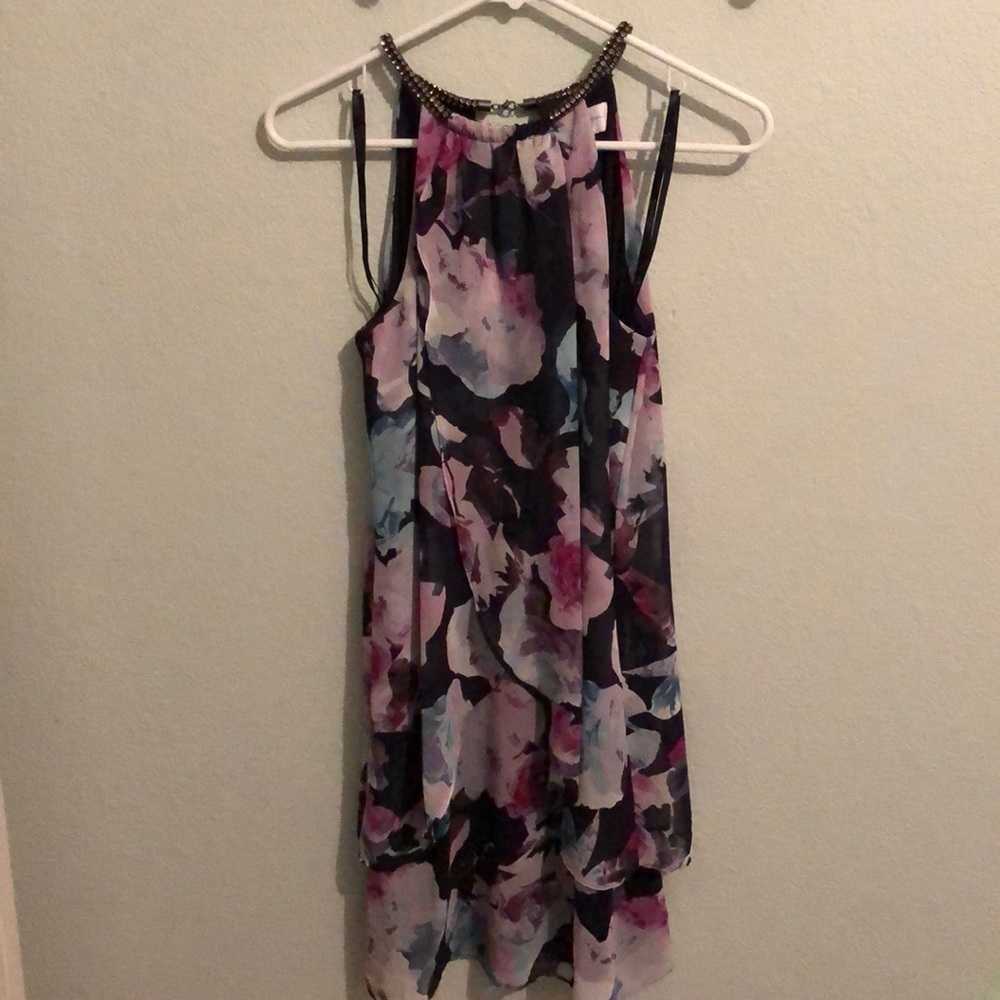 Beautiful floral dress with rhinestone halter